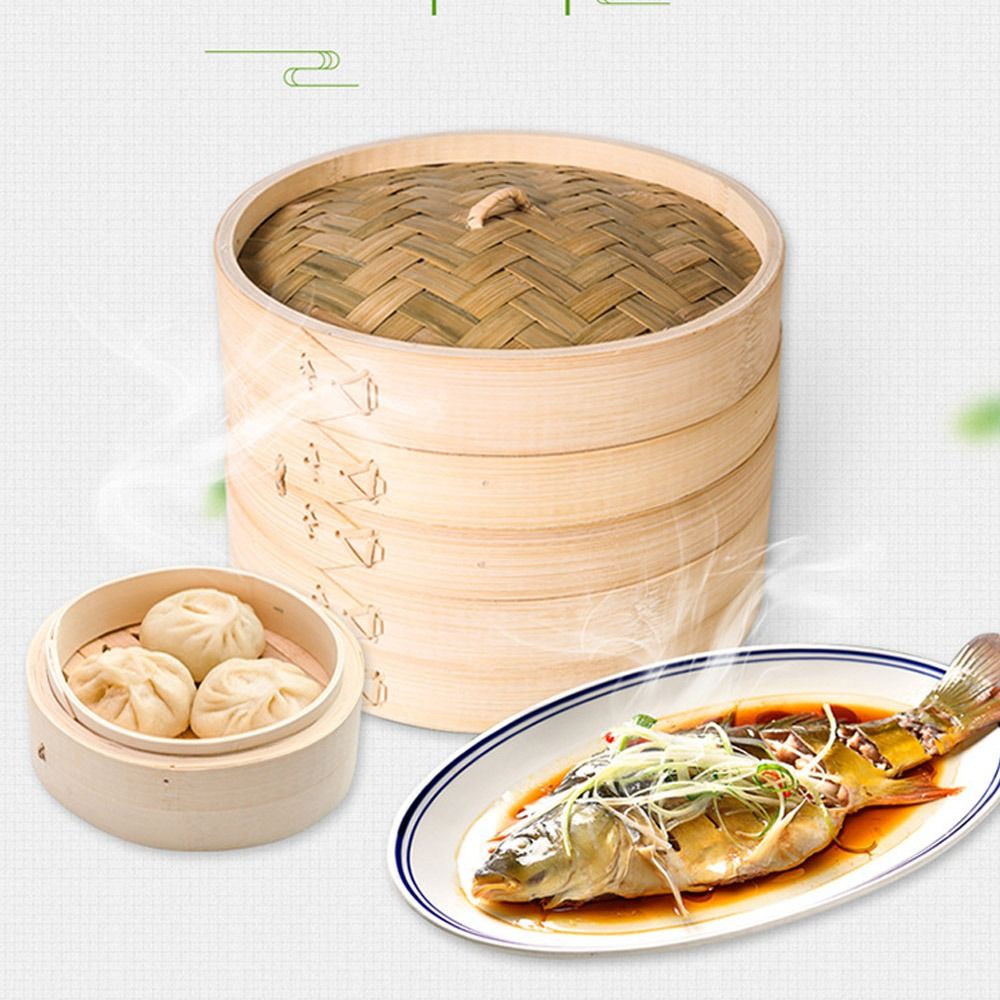 Bamboo Steamer Basket with Lid - Bao Steamer Bamboo ulasan dan harga